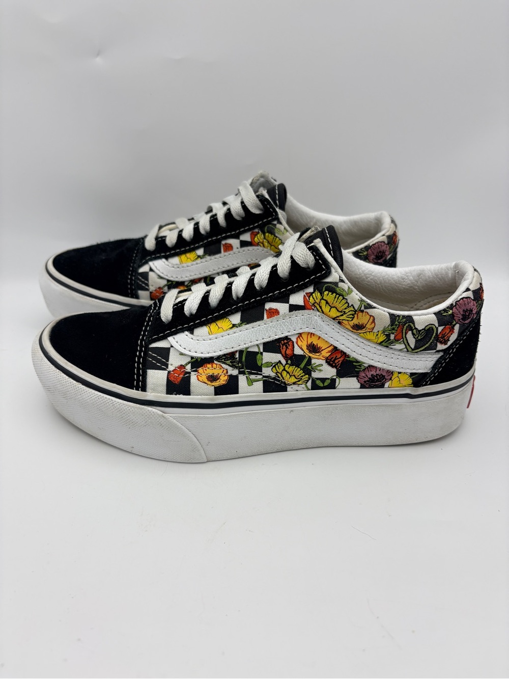 Vans Old Skool Platform 'Poppy Checkerboard' Sneakers Black/White/Multicolor 5.5